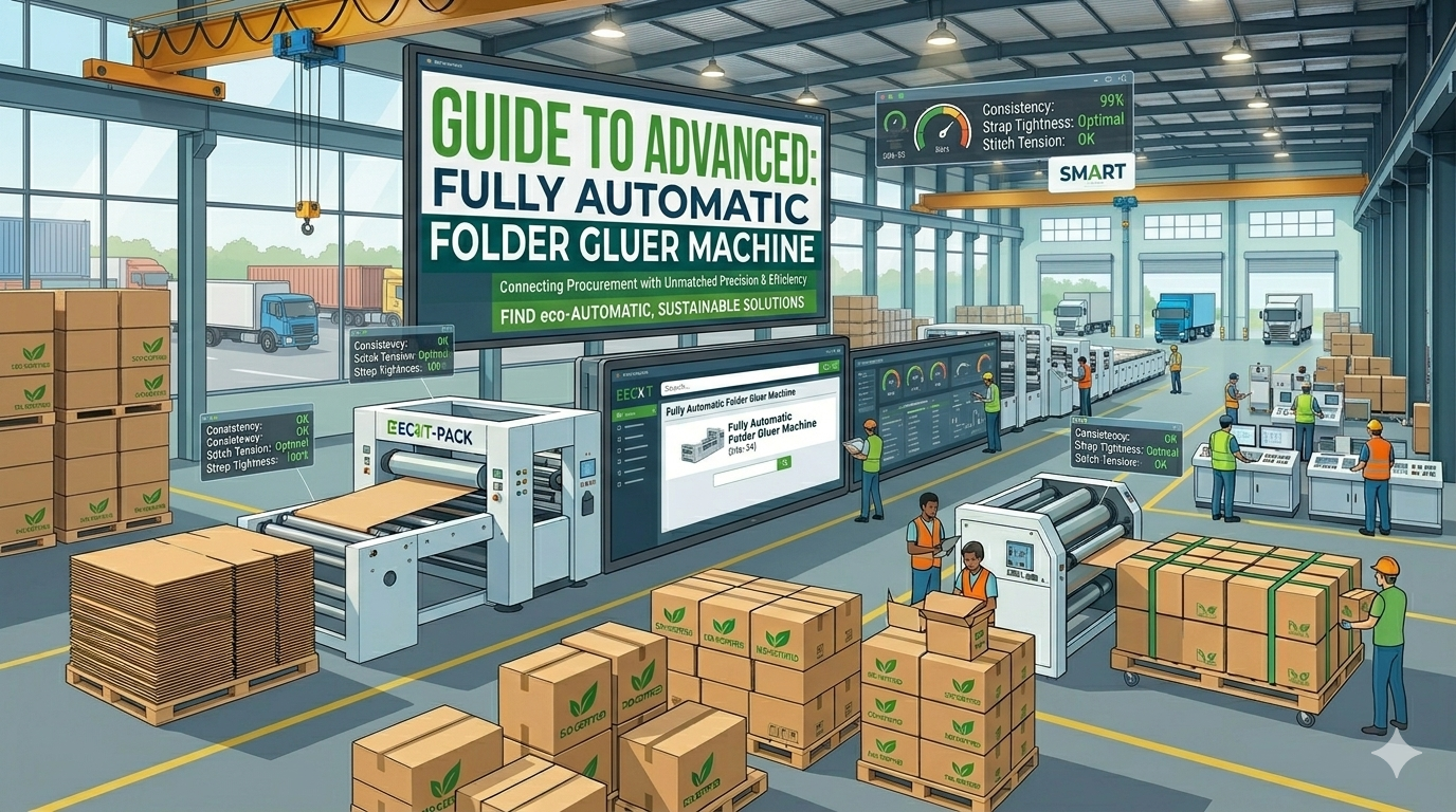 A high-performance fully automatic folder gluer machine operating in a modern sustainable packaging facility with integrated digital controls.