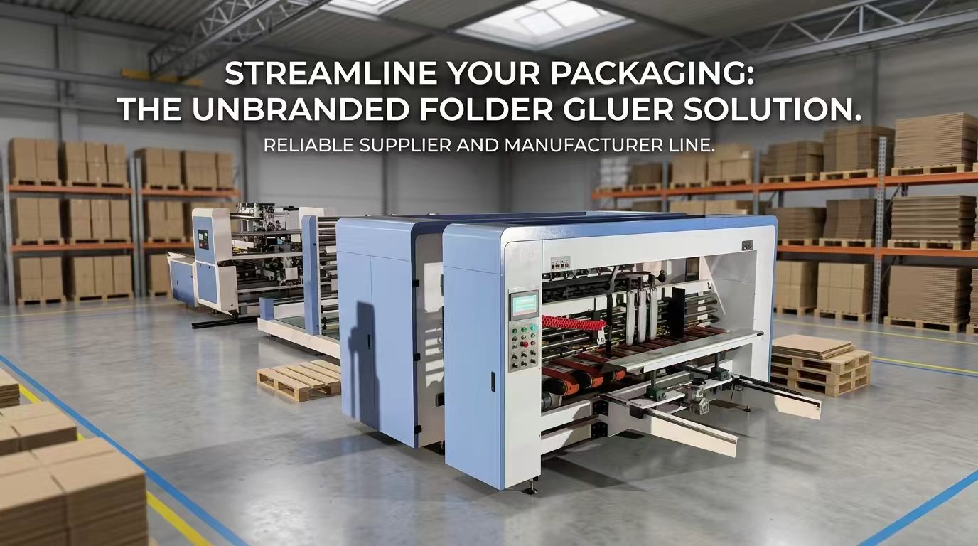 Automatic folder gluer machine supplier & manufacturers providing high-speed carton folding solutions in a modern factory setting.