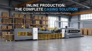 gh-speed flexo printer folder gluer inline casemaker for complete corrugated box production in a modern plant.